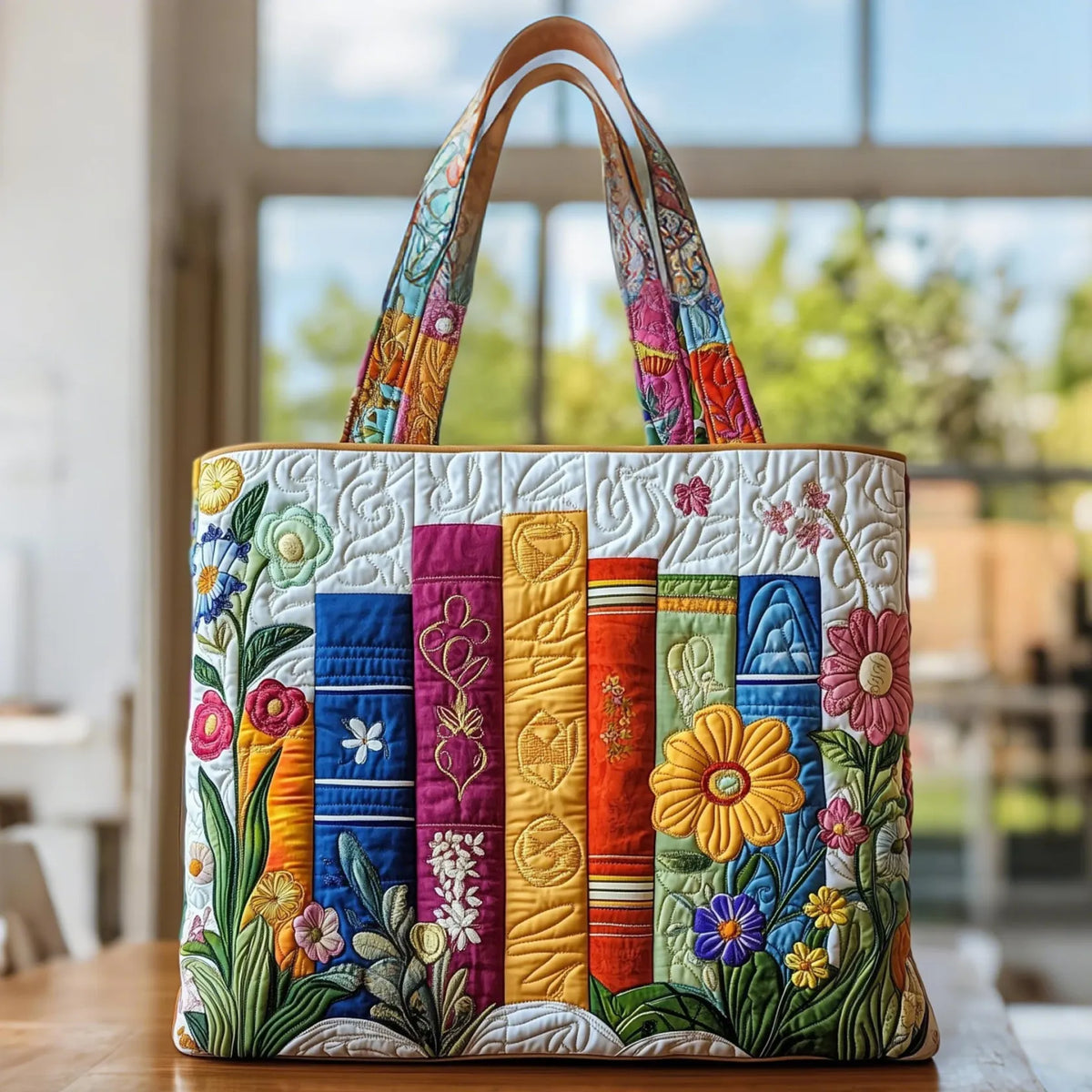 Hantväska - Blommigt Bibliotek